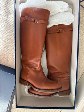 Ralph Lauren Cognac Leather Tall Riding Boots